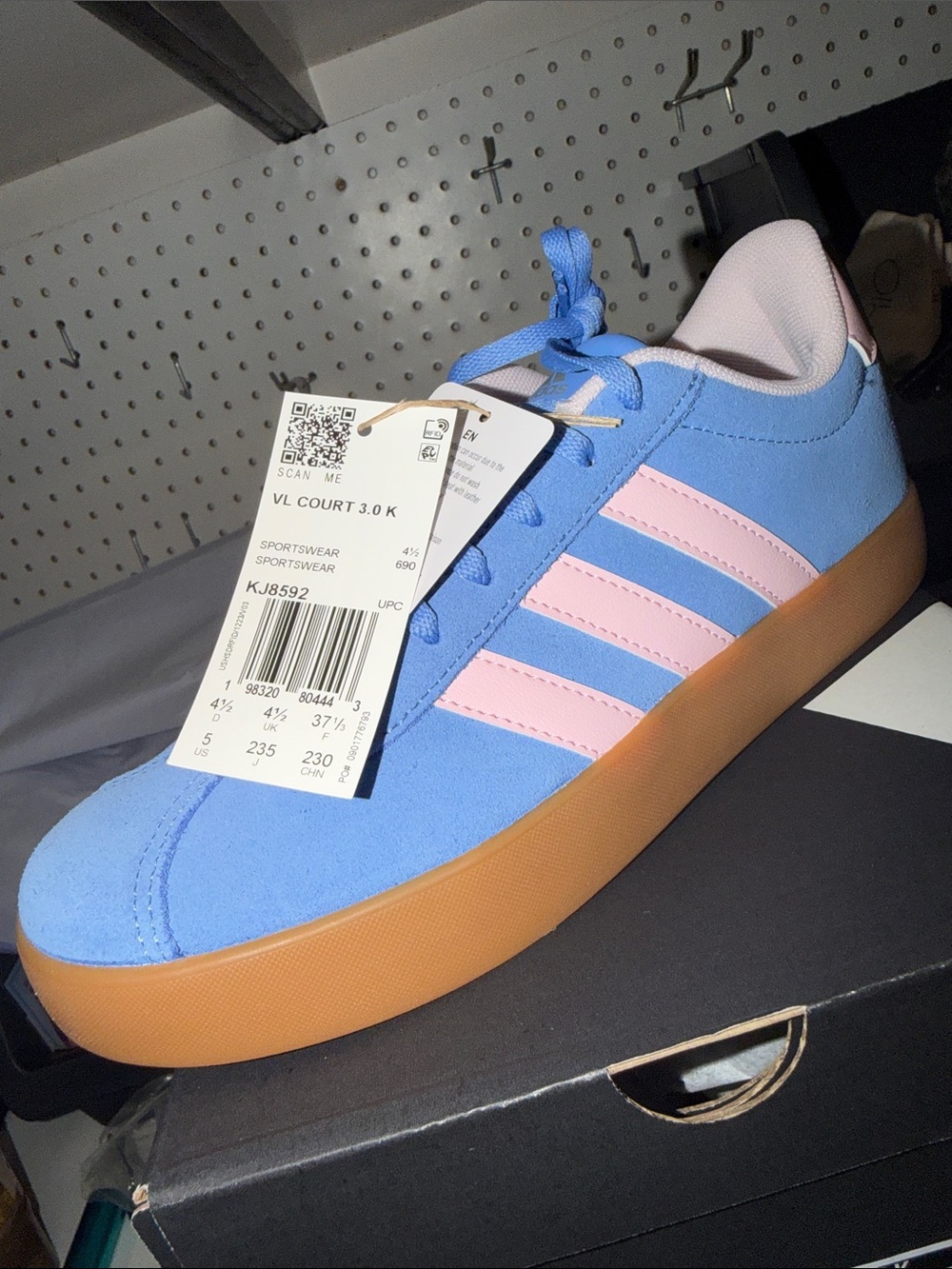 adidas Blue and Pink Suede VL Court 3.0 K Skate Shoe